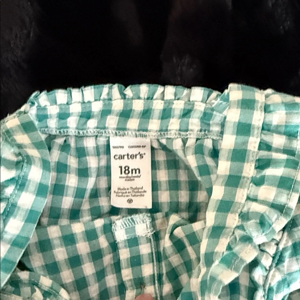 Carter's Gingham Checkered Diaper Cover Set - Teal and White